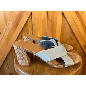 Lane Bryant Dream Cloud Cross-Front Denim Clog Heel Size 12